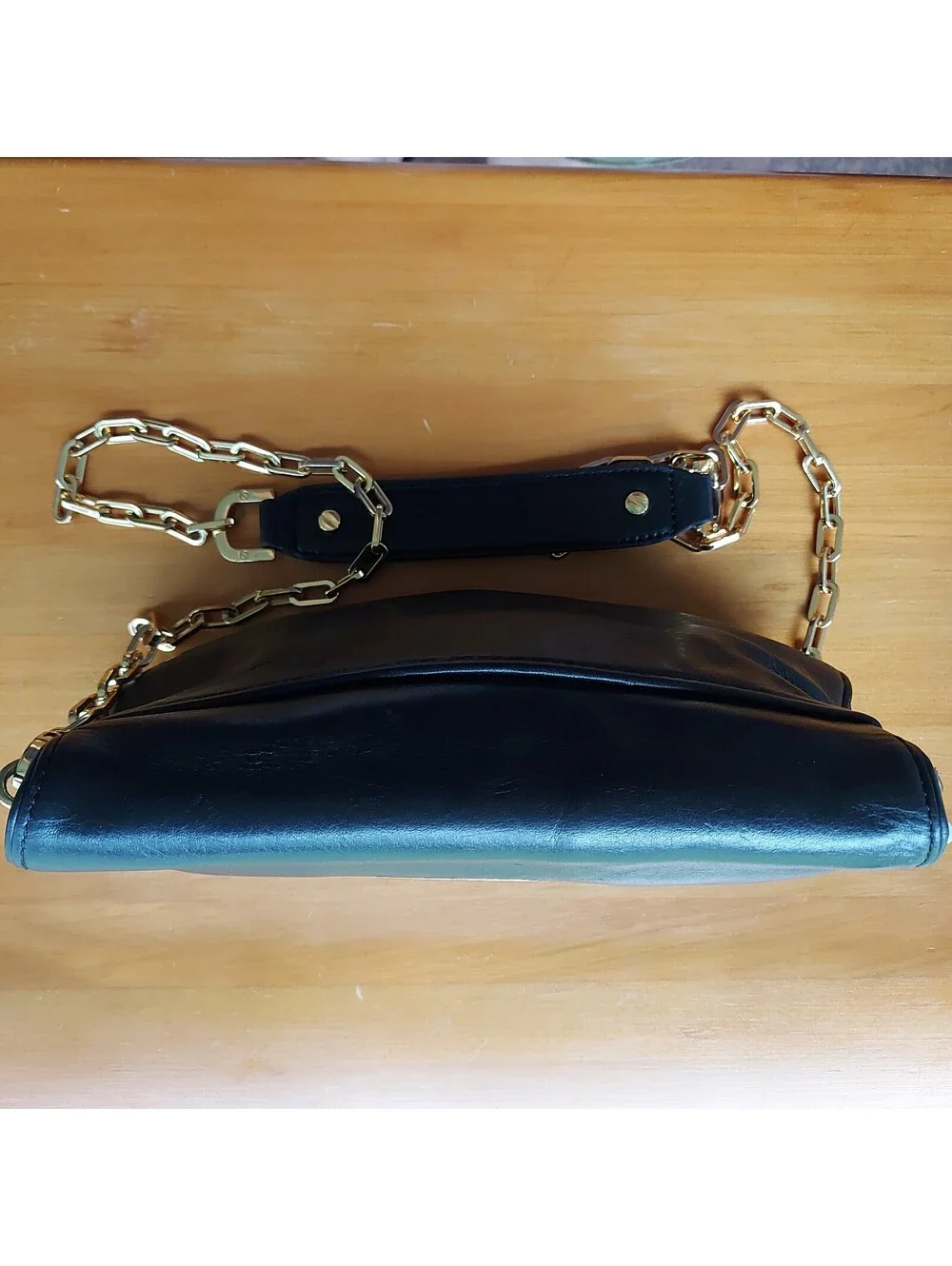 Tory Burch Reva black leather clutch bag